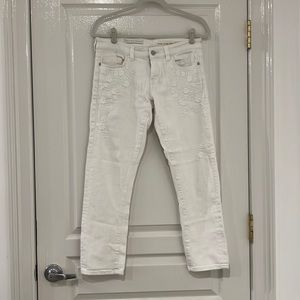 White Embroidered Jeans